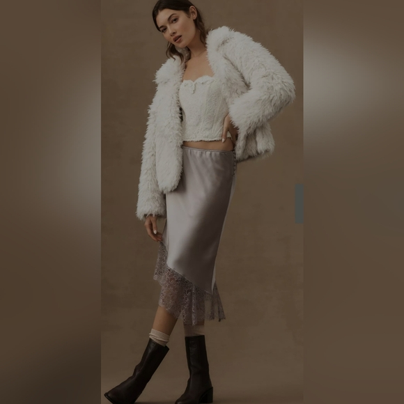 Anthropologie Faux Fur Pink Double Breasted Coat Size Large - Picture 7 of 10